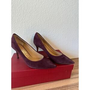 Ferragamo Susi 70 Suede Pumps Rouge Noir Calf Size 7 C – 7 cm Heel